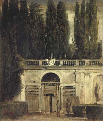 Diego Velazquez La Villa Medicis a Rome (deux hommes a l'entree de la grotte) (df02) Spain oil painting art